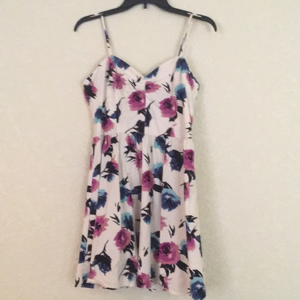 Cream and flower summer mini dress